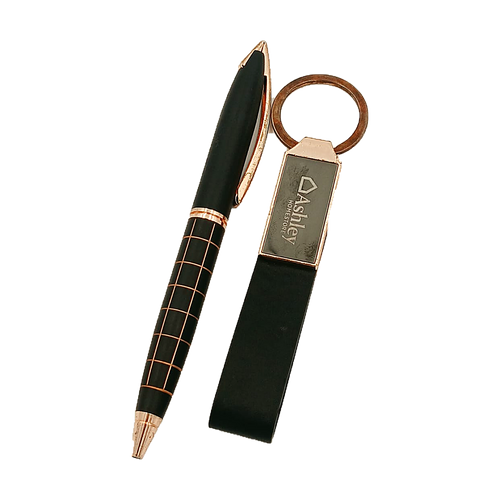 Tan Flap-Closure Diary & Pen Gift Set