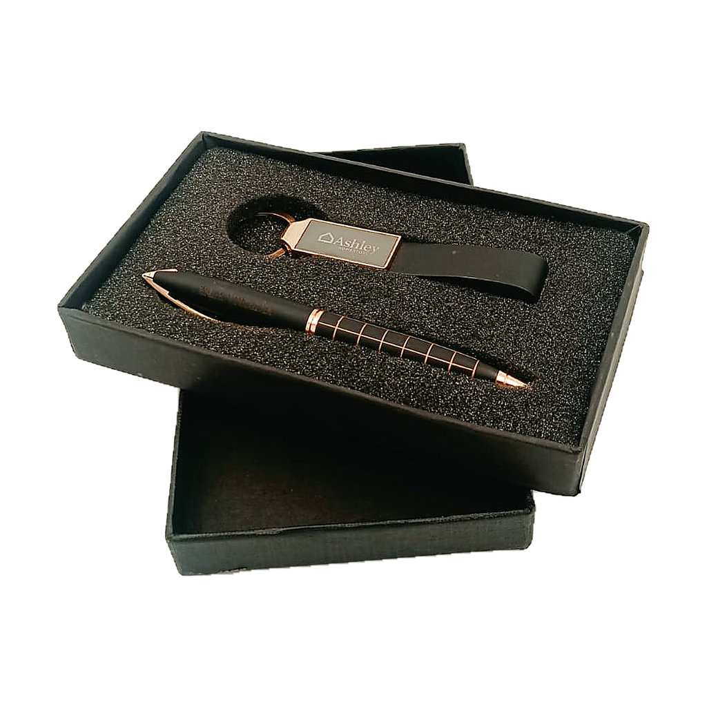 Tan Flap-Closure Diary & Pen Gift Set