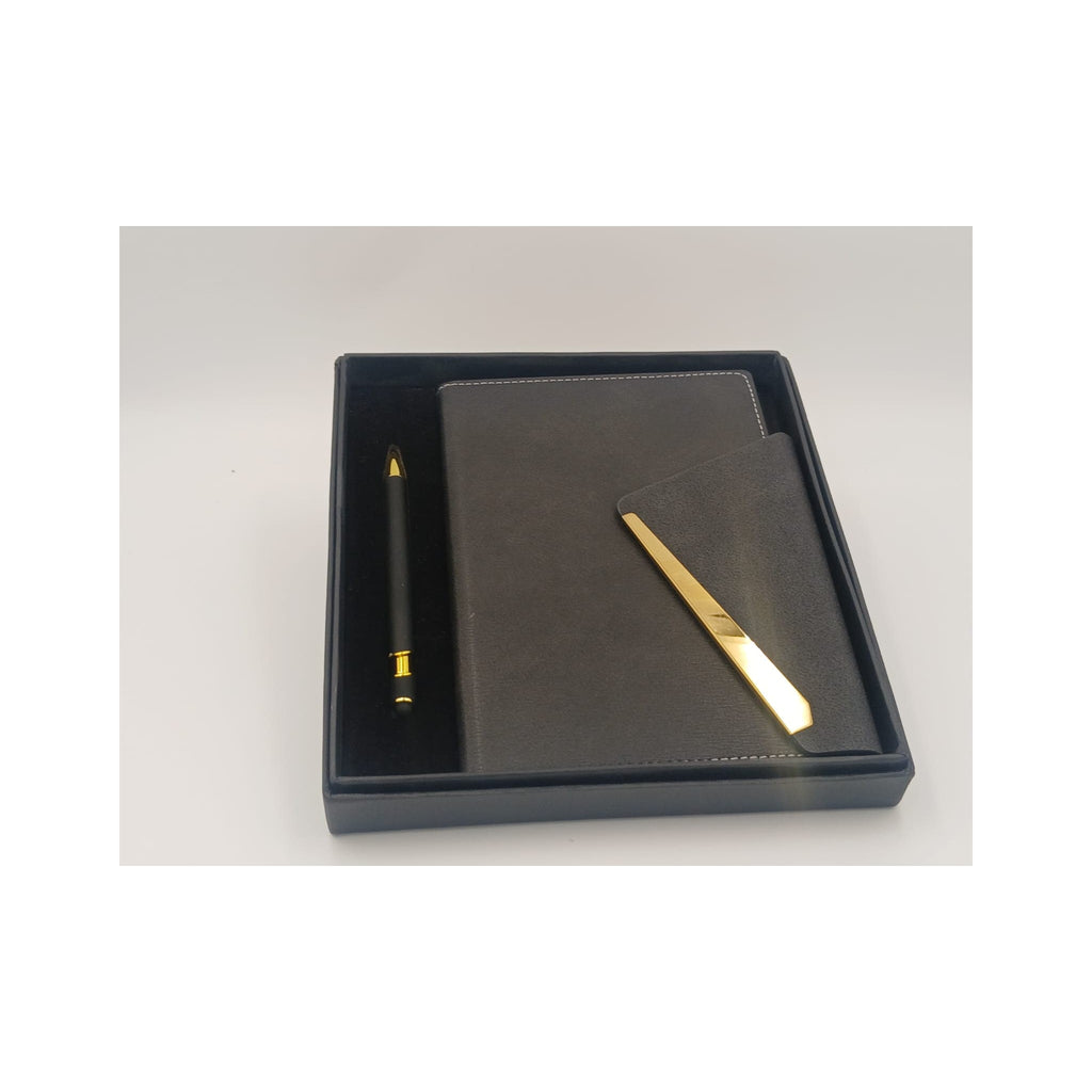 Black Envelope-Flap Notebook with Gold Trim - Black Diary (view 2) | GiftAGuru