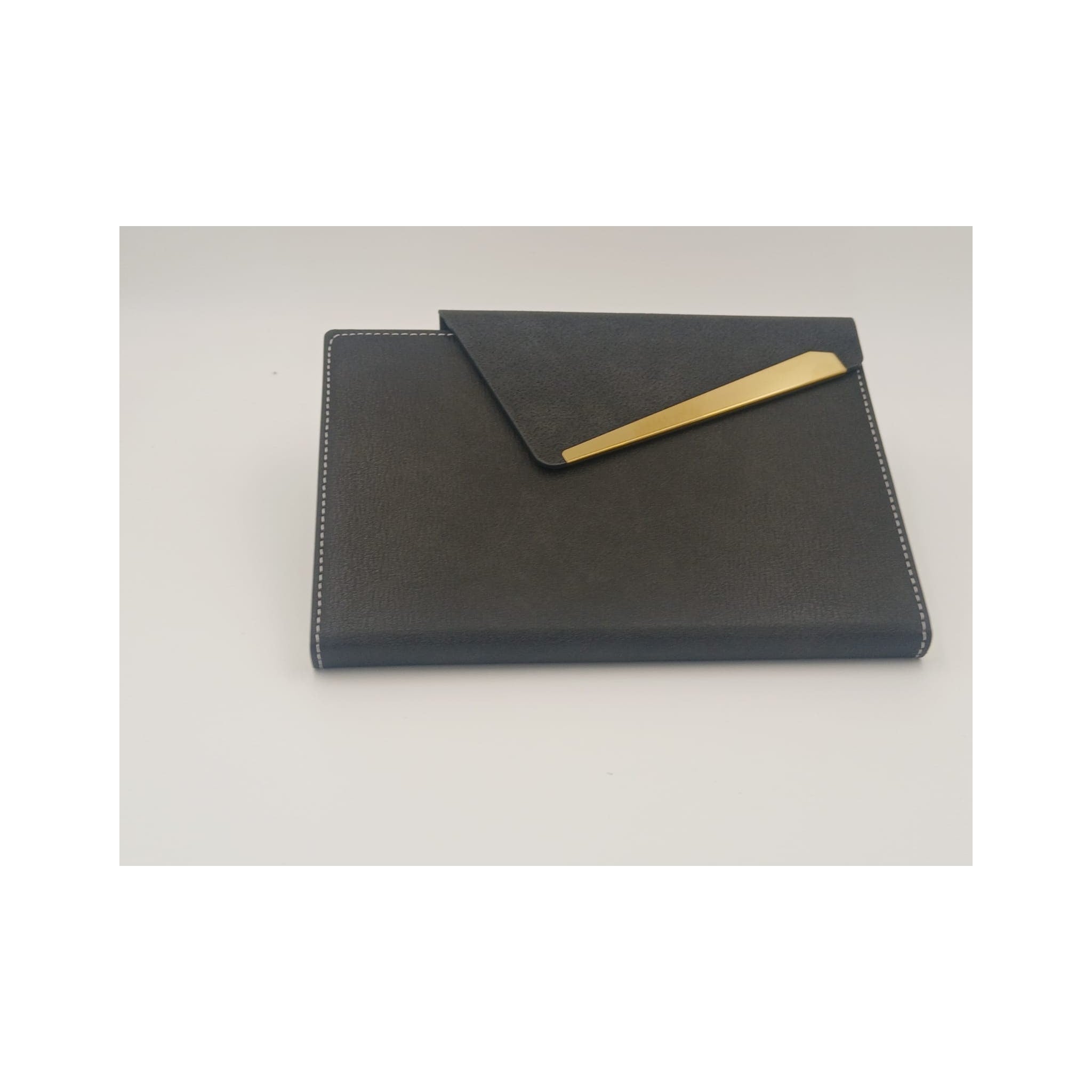 Black Envelope-Flap Notebook with Gold Trim - Black Diary (view 4) | GiftAGuru