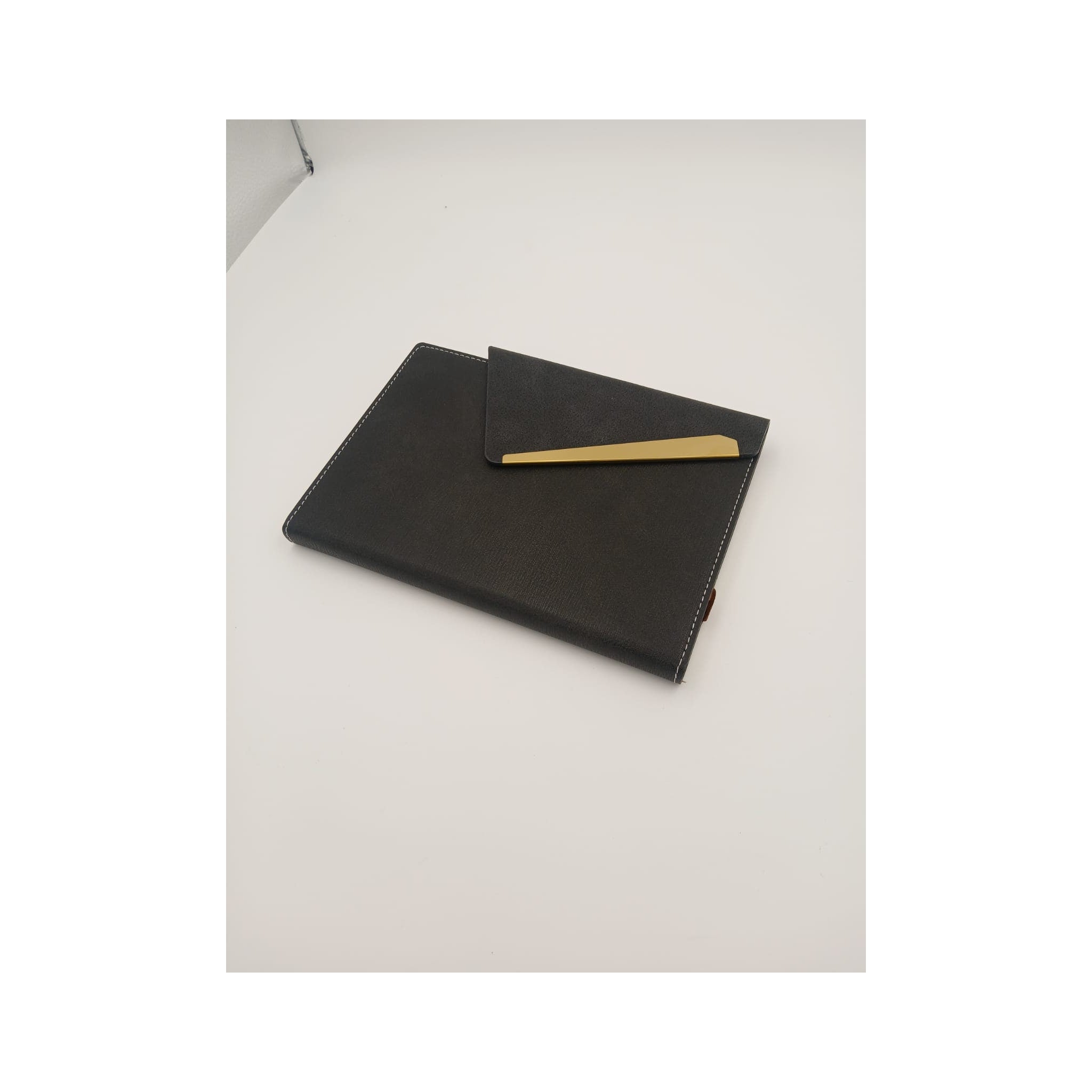 Black Envelope-Flap Notebook with Gold Trim - Black Diary (view 5) | GiftAGuru