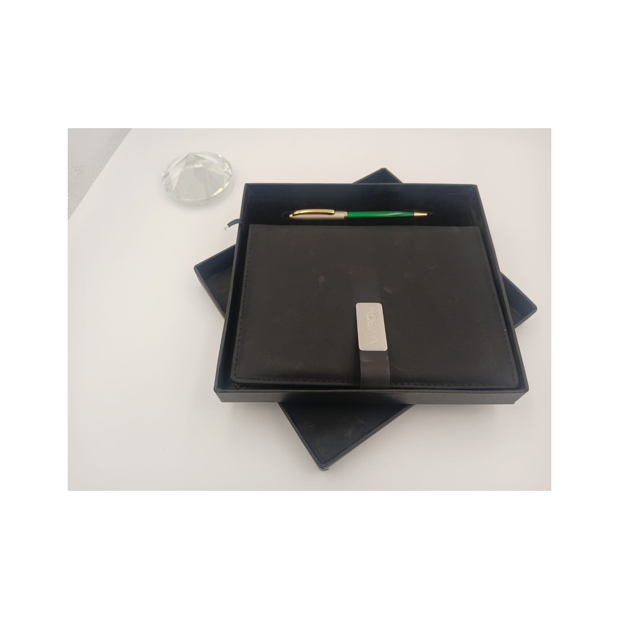 Black Envelope Notebook, Pen & Tan Diary Gift Set - Black / Tan Gift Set | GiftAGuru