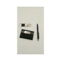 Black Leather Cardholder, Keychain & Pen Combo - Black Gift Set | GiftAGuru