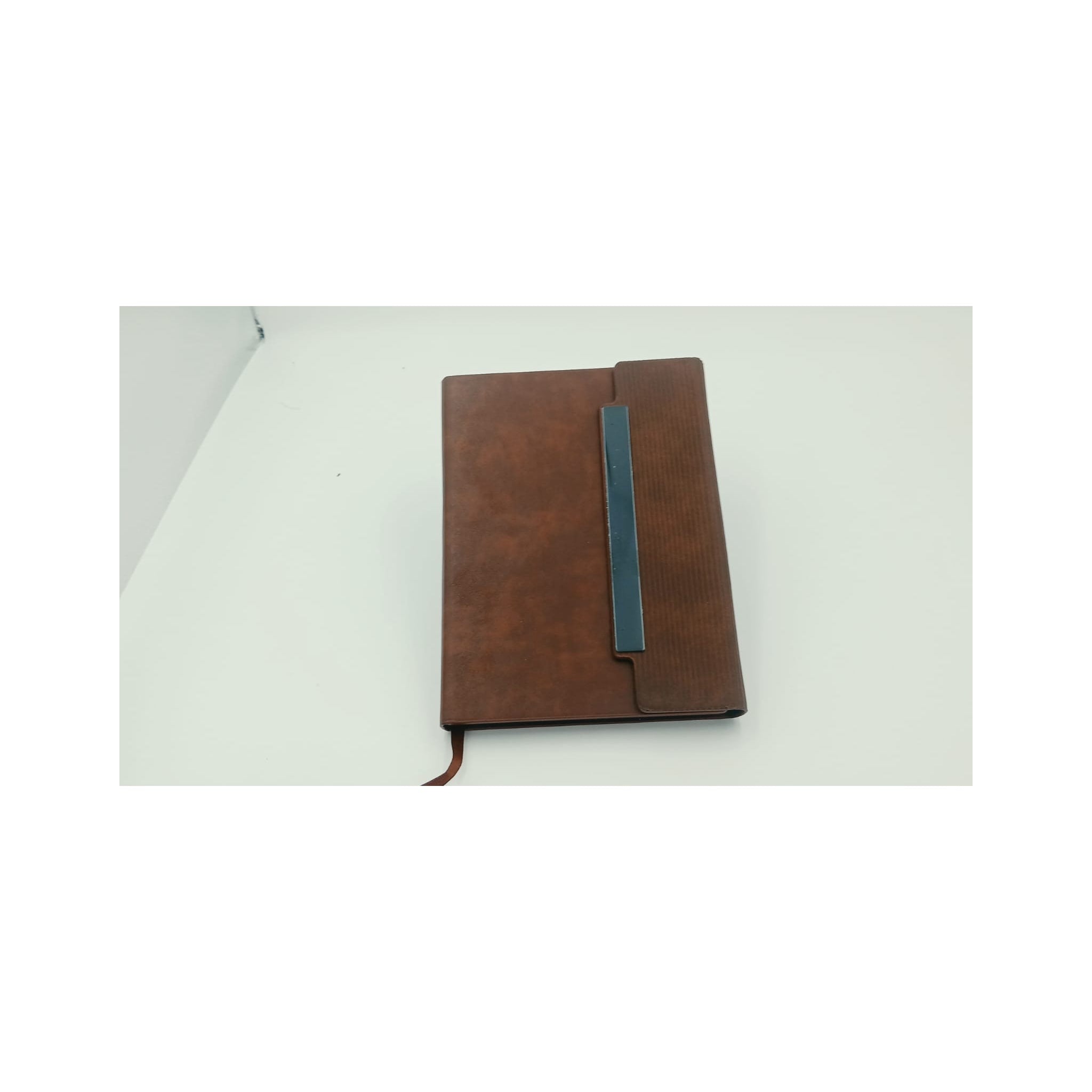 Brown Leather Notebook with Metal Bar Clasp - Brown Diary (view 2) | GiftAGuru