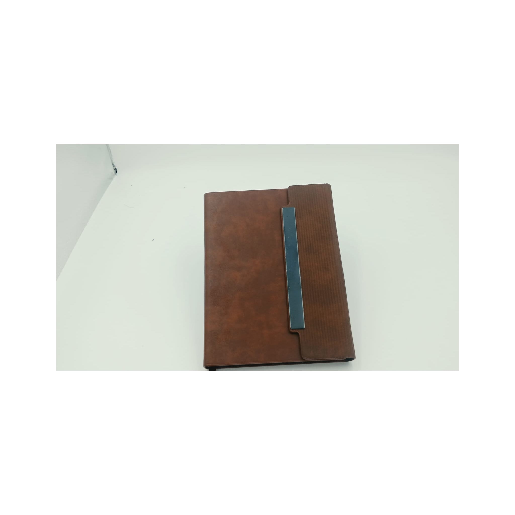 Brown Leather Notebook with Metal Bar Clasp - Brown Diary (view 3) | GiftAGuru