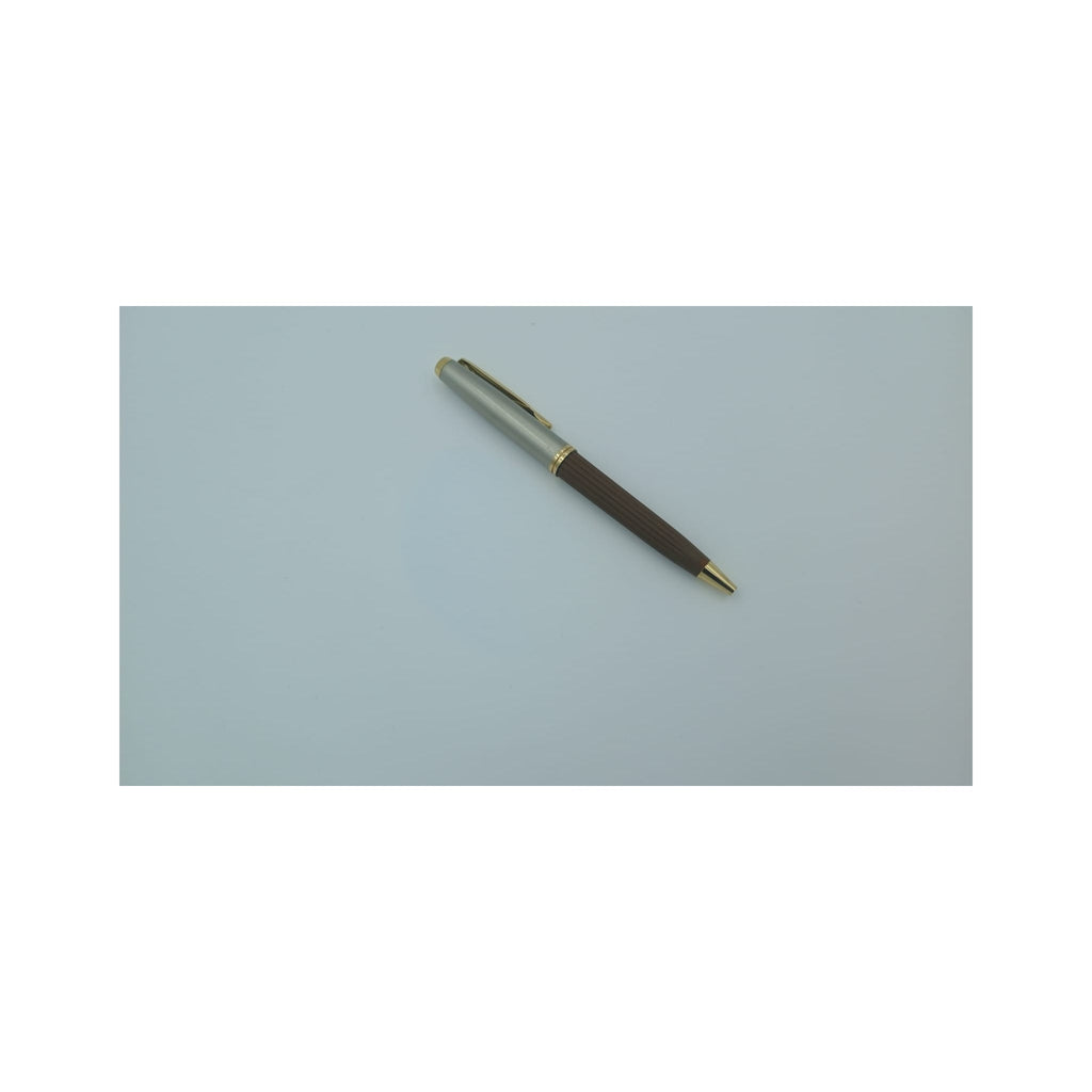 Silver & Walnut Wood-Grain Twist Pen - Silver / Brown Pen (view 2) | GiftAGuru