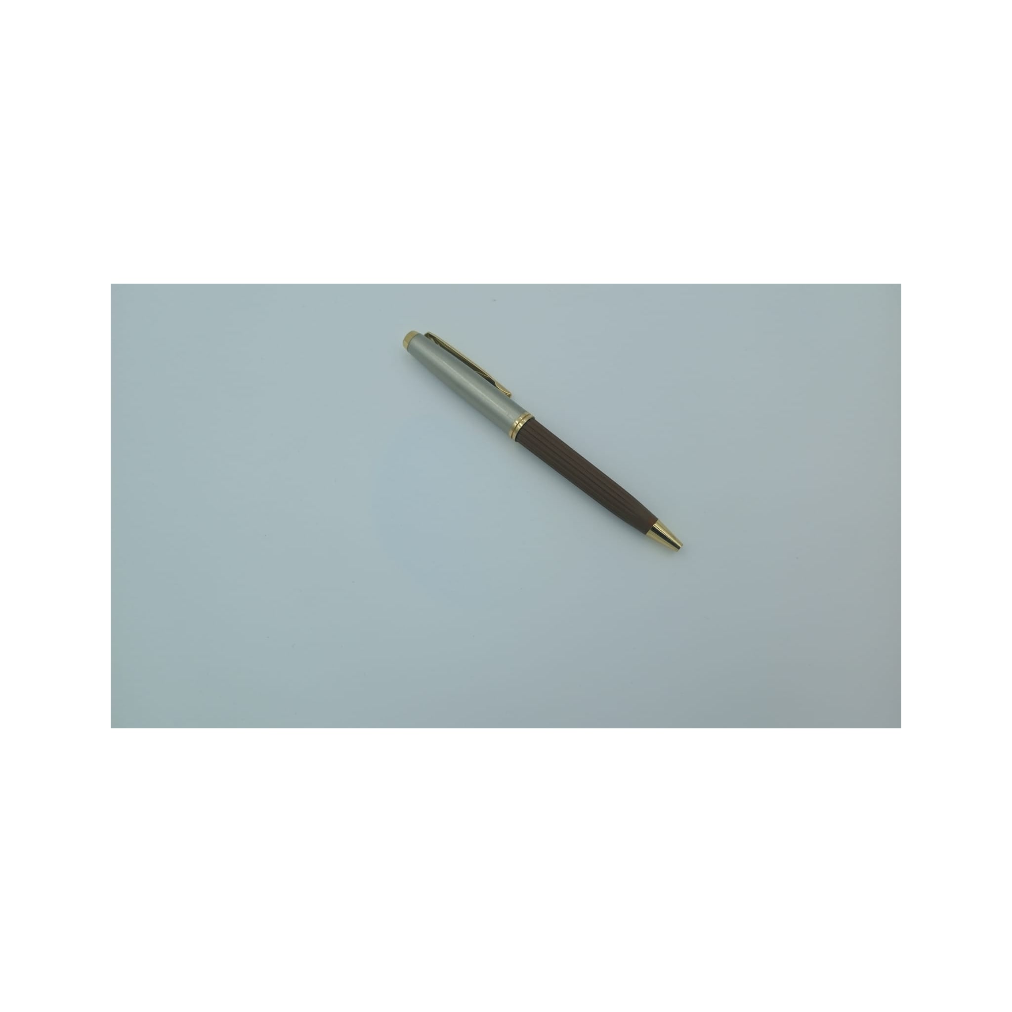 Silver & Walnut Wood-Grain Twist Pen - Silver / Brown Pen (view 2) | GiftAGuru