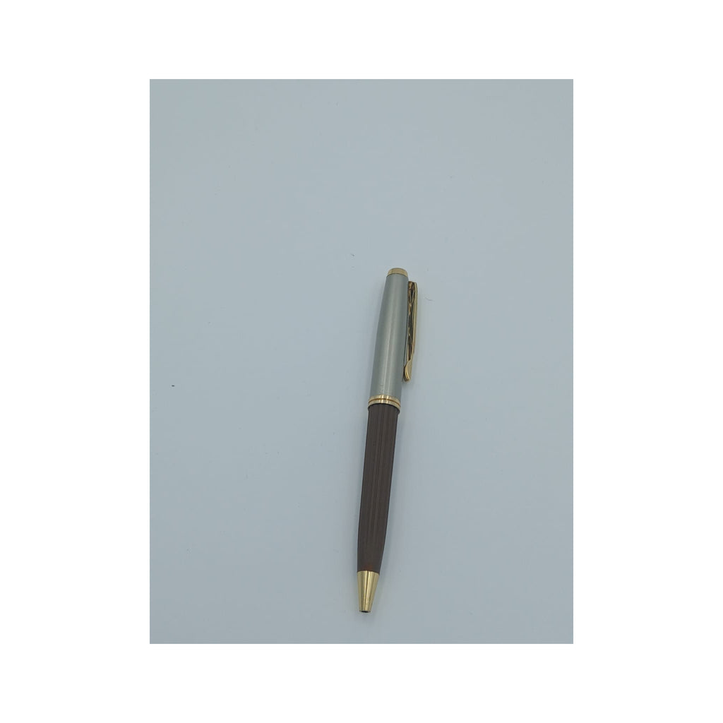 Silver & Walnut Wood-Grain Twist Pen - Silver / Brown Pen (view 3) | GiftAGuru