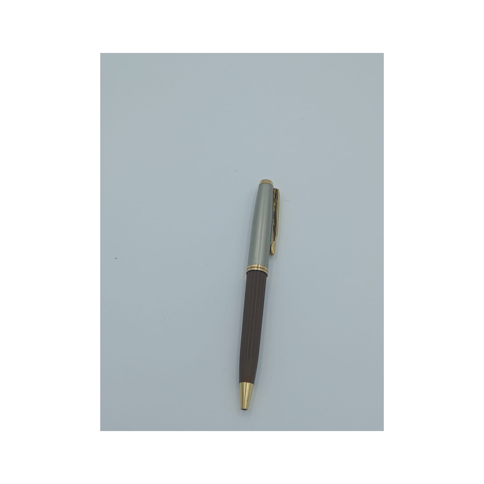 Silver & Walnut Wood-Grain Twist Pen - Silver / Brown Pen (view 3) | GiftAGuru