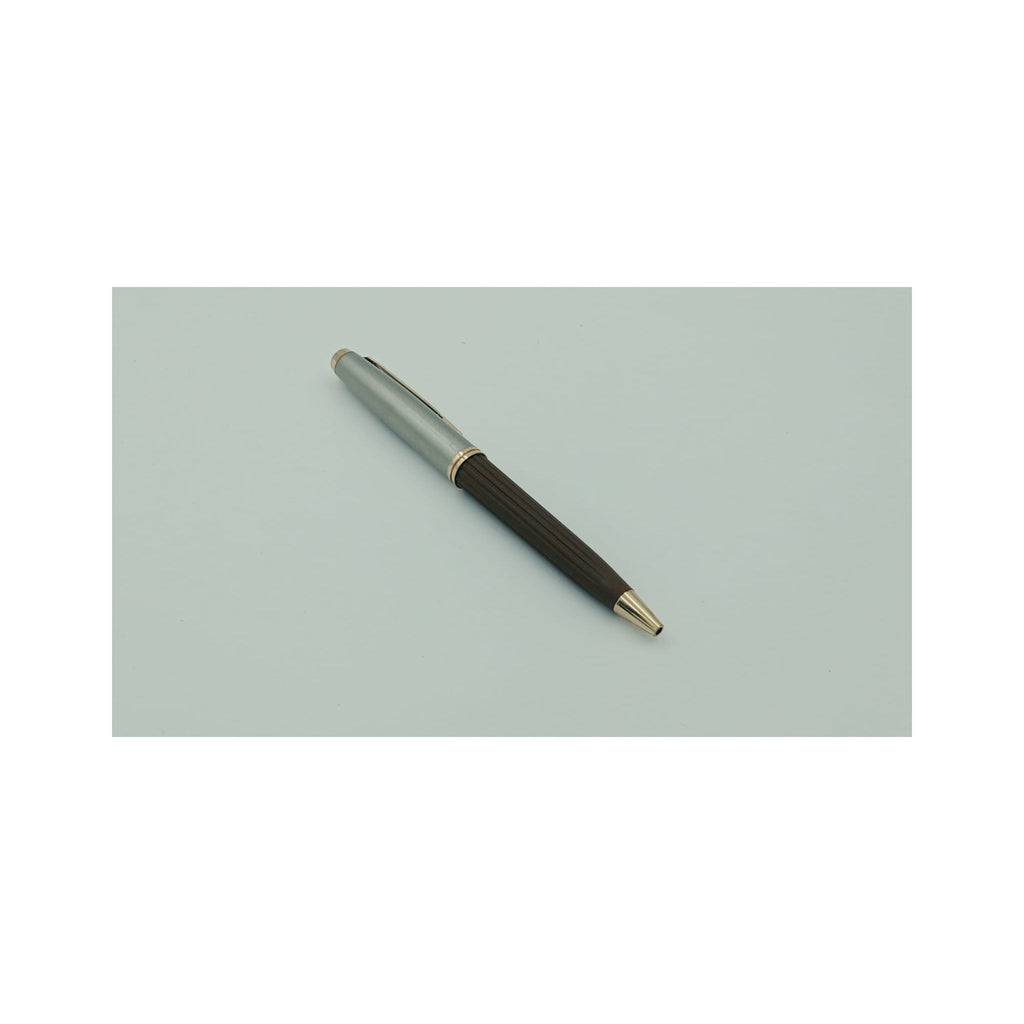 Silver & Walnut Wood-Grain Twist Pen - Silver / Brown Pen | GiftAGuru