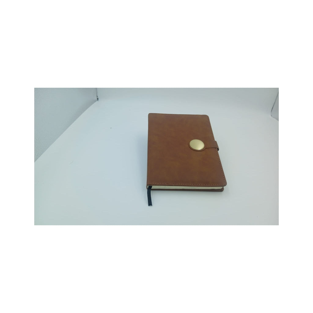 Tan Leather Diary with Gold Circular Clasp - Tan / Camel Diary (view 2) | GiftAGuru