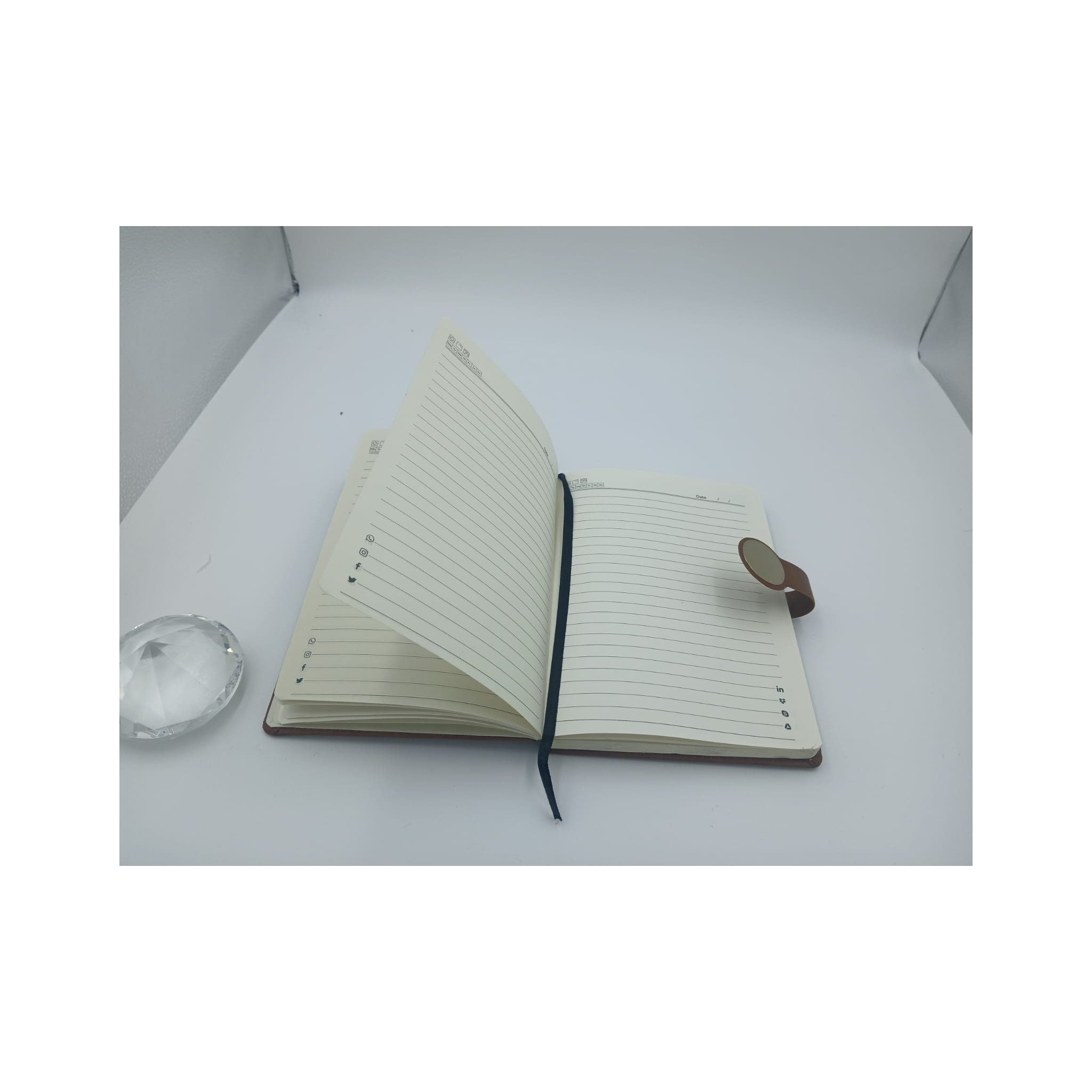 Tan Leather Diary with Gold Circular Clasp - Tan / Camel Diary (view 4) | GiftAGuru