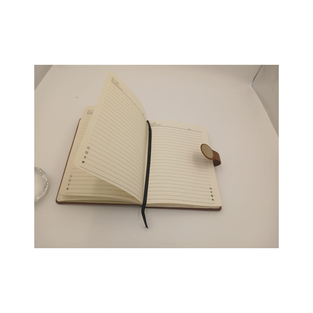 Tan Leather Diary with Gold Circular Clasp - Tan / Camel Diary (view 5) | GiftAGuru